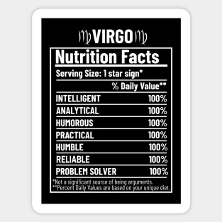 Virgo Nutrition Facts Label Sticker